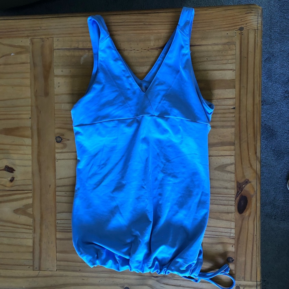 Adidas Pale Blue Ruched Workout Tank